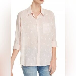Rails Charli White Pineapple Soft Pink‎ Linen Button Down Shirt- Medium